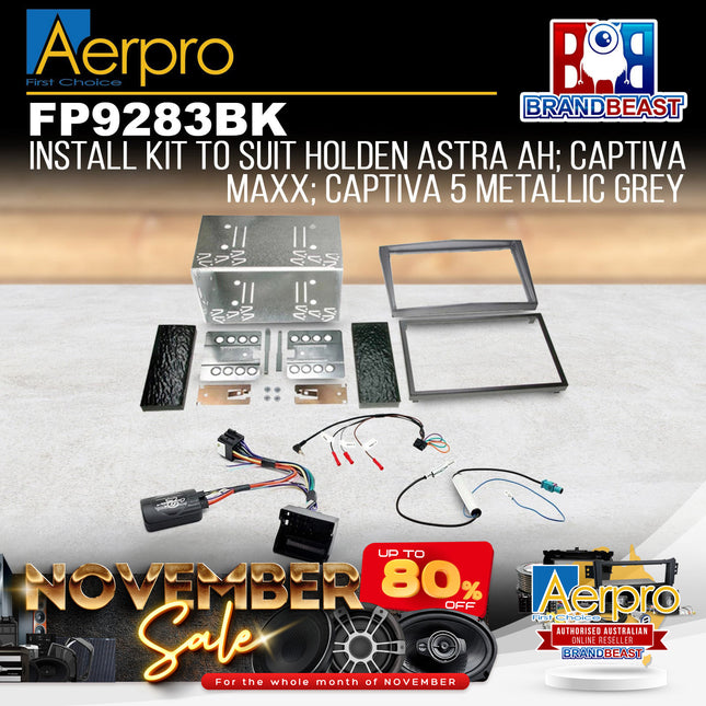 Aerpro FP9283BK Double DIN Metallic Grey Install Kit Suit Holden Various Models
