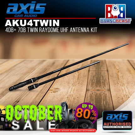 Axis AKU4TWIN 4dB + 7dB Black Raydome UHF Antenna Kit