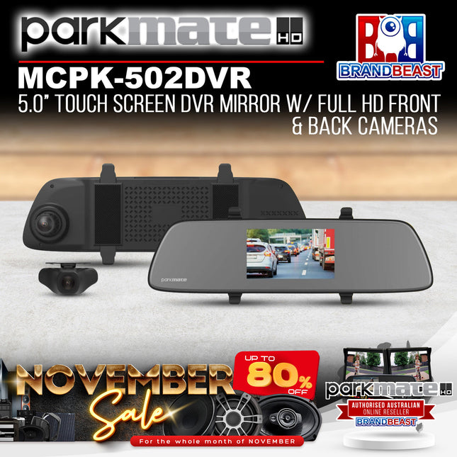 Parkmate MCPK-502DVR 5.0" Touch Screen Mirror DVR w/ 1080P Front/Rear Recording