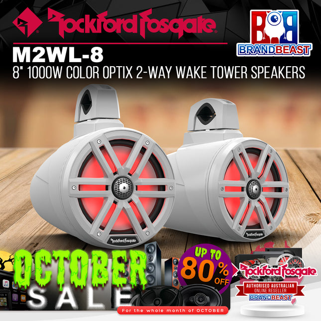 Rockford Fosgate M2WL-8 M2 8" 1000W Color Optix 2-Way Wake Tower Speakers White
