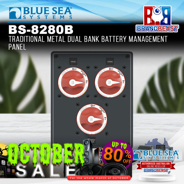 Blue Sea Systems BS-8280B Traditional Metal Dual Bank Battery Management Panel