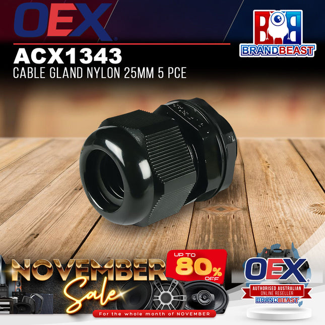 OEX ACX1343 Cable Gland Nylon 25mm 5 Pce