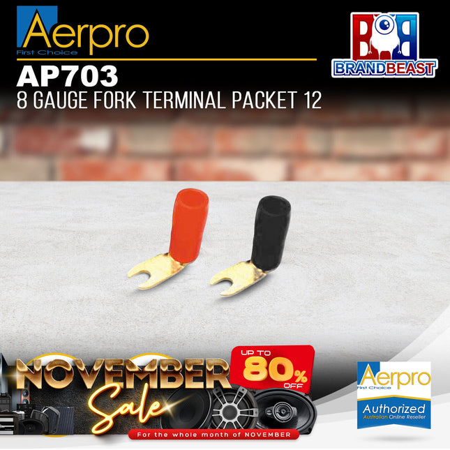 Aerpro AP703 8 Gauge Fork Terminal Packet of 12