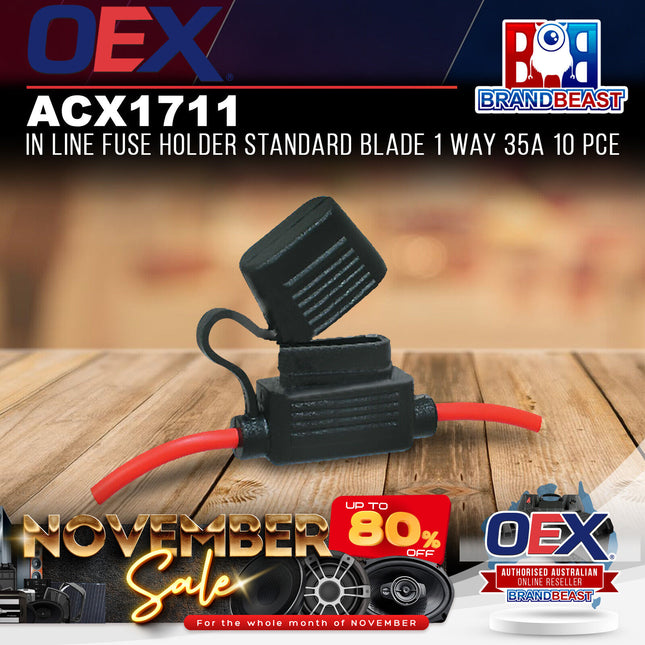 OEX ACX1711 In Line Fuse Holder Standard Blade 1 Way 35A 10 PCE