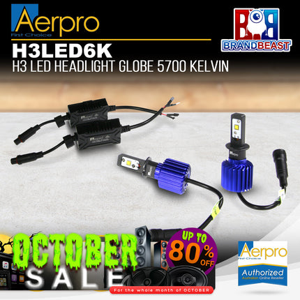 Aerpro H3LED6K H3 LED Headlight Globe 5700 Kelvin