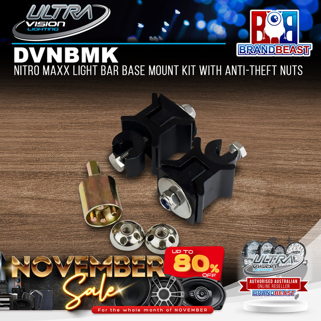 Ultra Vision Lighting DVNBMK Nitro MAXX Light Bar Base Mount Kit With Anti-Theft Nuts