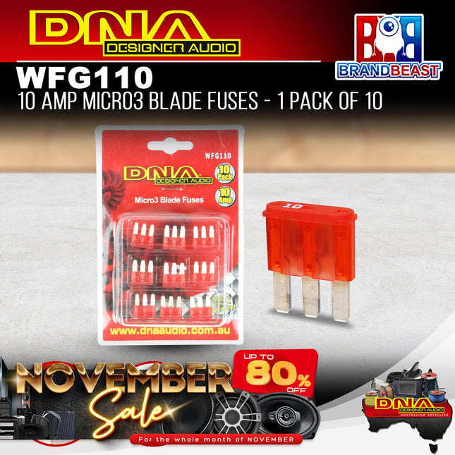 DNA WFG110 10 Amp Micro3 Fuse - 1 Pack Of 10