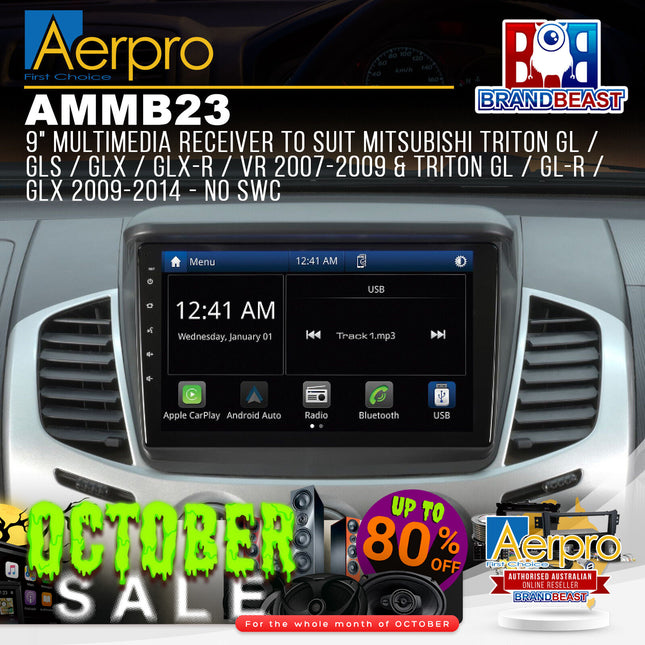 Aerpro AMMB23 9" Multimedia Receiver Suit Mitsubishi Various Models