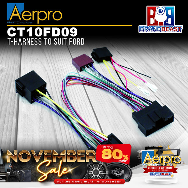 Aerpro CT10FD09 T-Harness to Suit Ford Fiesta 2010 Up Only