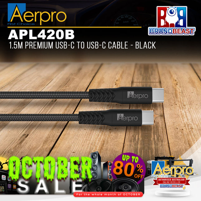Aerpro APL420B 1.5M Premium USB-C To USB-C Cable - Black