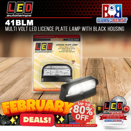 LED Autolamps 41BLM Multi Volt LED Licence Plate Lamp With Black Housing