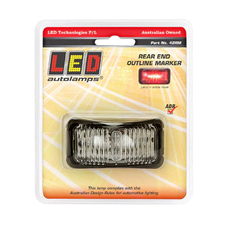 LED Autolamps 42RM Rear End Outline LED Marker Red Lens 16cm Cable Blister Pack