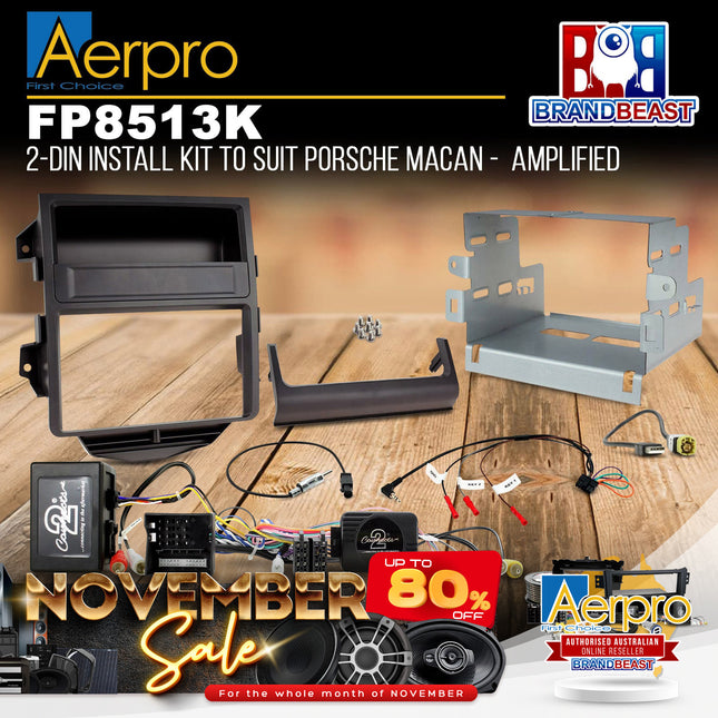 Aerpro FP8513K Double DIN Black Install Kit Suit Porsche Macan 2014 - 2016
