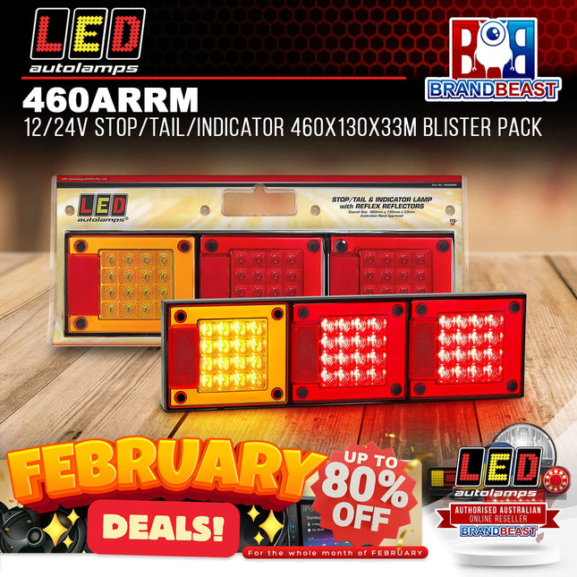 LED Autolamps 460ARRM 12/24V Stop/Tail/Indicator 460x130x33m Blister Pack