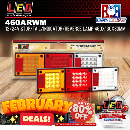 LED Autolamps 460ARWM 12/24V Stop/Tail/Indicator/Reverse Lamp 460x130x33mm