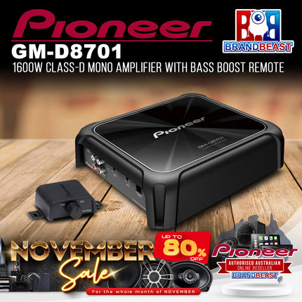 Pioneer GM-D8701 1600W Class-D Mono Car Amplifier with Bass Boost Remote