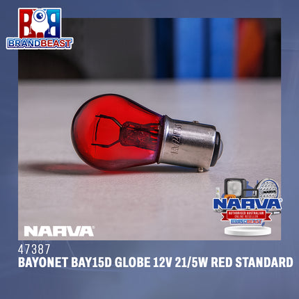 NARVA 47387 Bayonet BAY15d Globe 12V 21/5W Red Standard