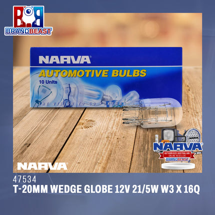 Narva 47534 T-20mm Wedge Globe 12V 21/5W W3 X 16Q