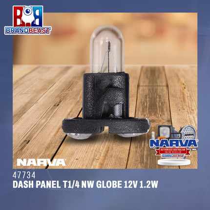 Narva 47734 Dash Panel T1/4 NW Globe 12V 1.2W