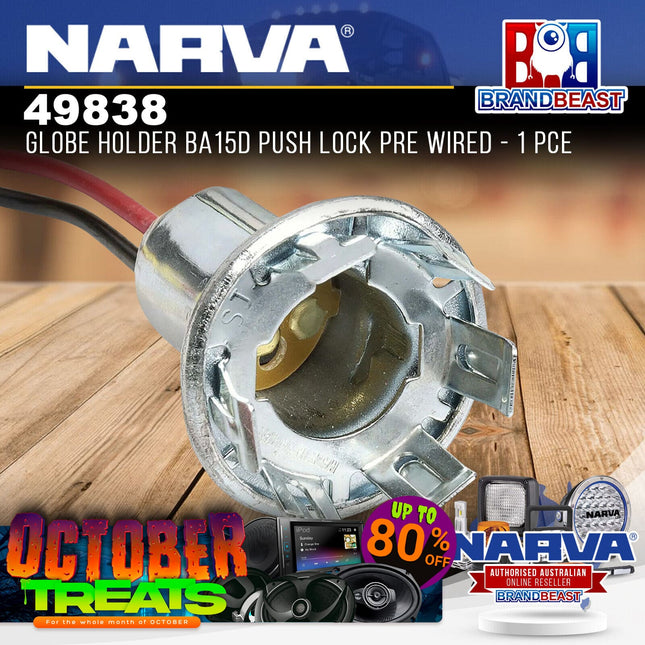 Narva 49838 Globe Holder BA15d Push Lock Pre Wired - 1 Pce