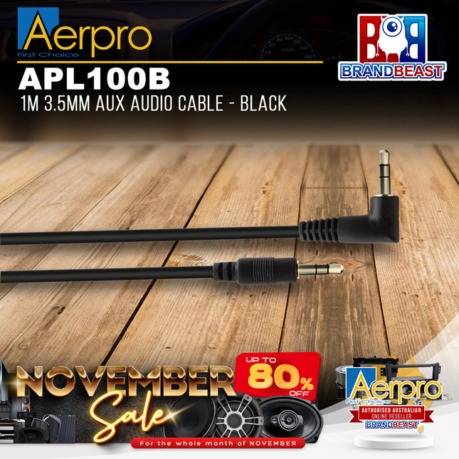 Aerpro APL100B 1M 3.5mm AUX Audio Cable - Black