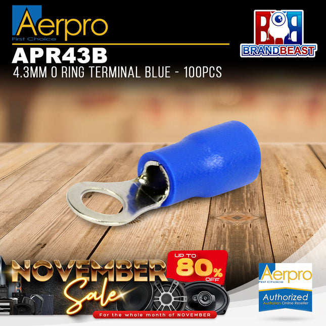 Aerpro APR43B 4.3mm O Ring Terminal Blue - 100pcs
