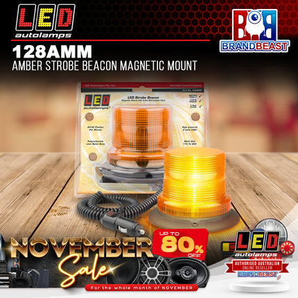LED Autolamps 128AMM Amber Strobe Beacon Magnetic Mount