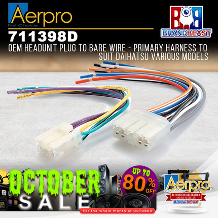 Aerpro 711398D Replacement OEM Headunit Harness Suit Daihatsu Various Models