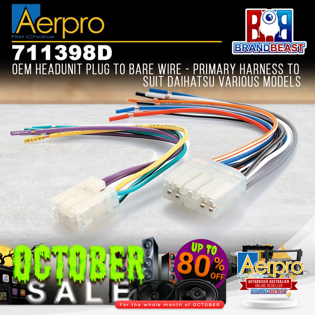 Aerpro 711398D Replacement OEM Headunit Harness Suit Daihatsu Various Models