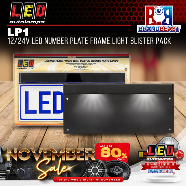 LED Autolamps LP1 12/24V LED Number Plate Frame Light Blister Pack