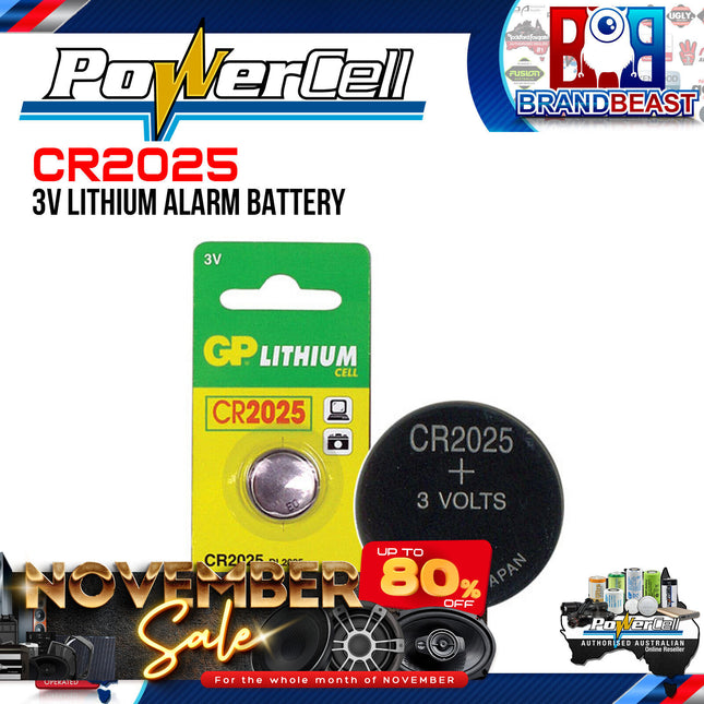 Powercell CR2025 3V Lithium Alarm Battery