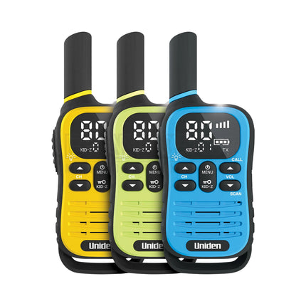 UNIDEN UH45-3 MAX - Ultra-Compact UHF Radio Triple Pack with Kid-Zone Plus and USB-C Charging