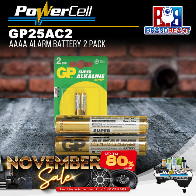 PowerCell GP25AC2 GP 1.5V Alkaline AAAA Battery - Card of 2