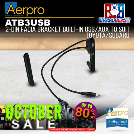 Aerpro ATB3USB 2DIN Facia Kit Brackets With USB/AUX Suit Toyota Various Models
