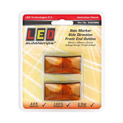 LED Autolamps 5025AM2 Side Marker/Side Direction/Front End Outline Twin Blister