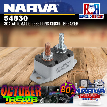 Narva 54830 30A Automatic Resetting Circuit Breaker