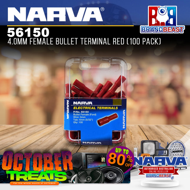 Narva 56150 4.0MM Female Bullet Terminal Red (100 Pack)