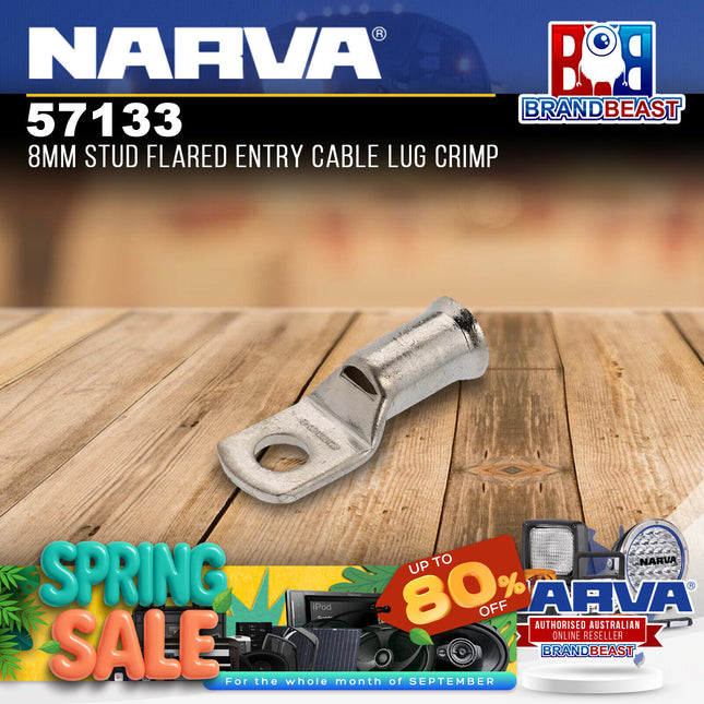 Narva 57133 8mm Stud Flared Entry Cable Lug Crimp - 35mm2