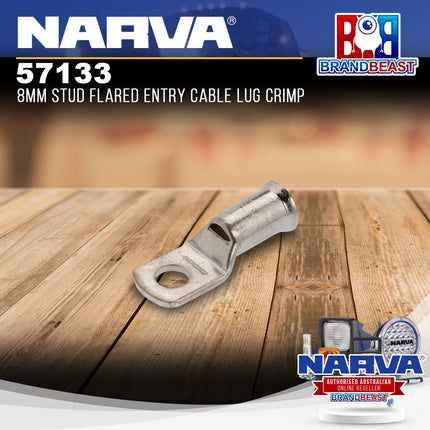 Narva 57133 8mm Stud Flared Entry Cable Lug Crimp - 35mm2