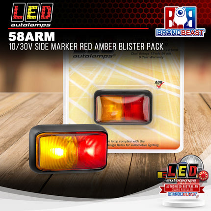 LED Autolamps 58ARM 10/30V Side Marker Red Amber Blister Pack
