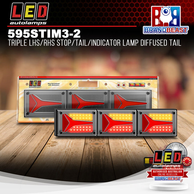 LED Autolamps 595STIM3-2 Triple LHS/RHS Stop/Tail/Indicator Lamp Diffused Tail