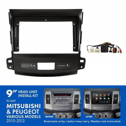 Aerpro AKMB11 9" Install Kit Suit Mitsubishi/Peugeot 2010 - 2012