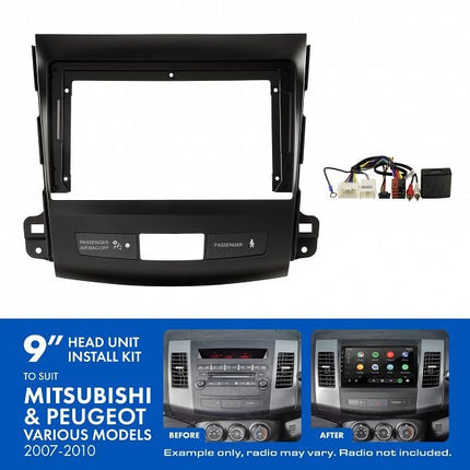 Aerpro AKMB10 9" Install Kit Suit Mitsubishi/Peugeot 2007 - 2010