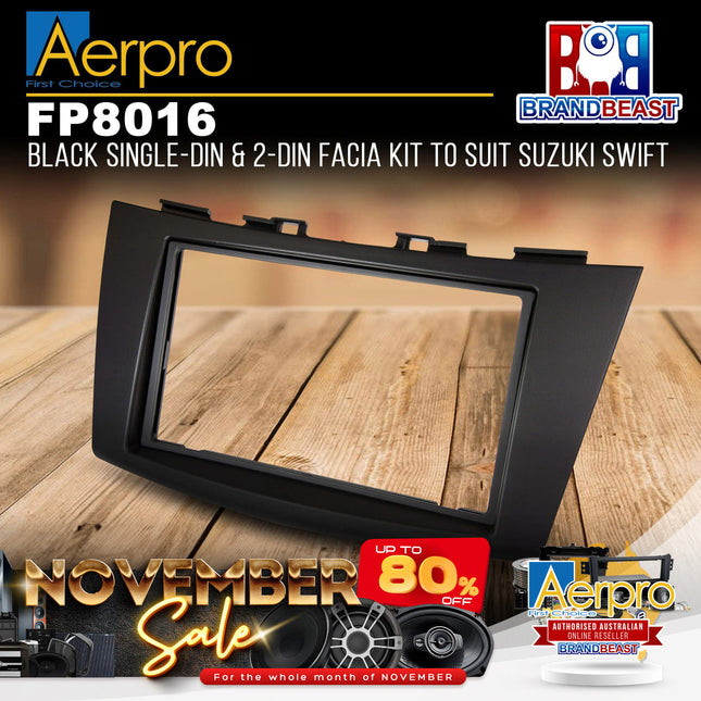 Aerpro FP8016 Double DIN Black Facia Kit Suit Suzuki Swift 2011 - 2017