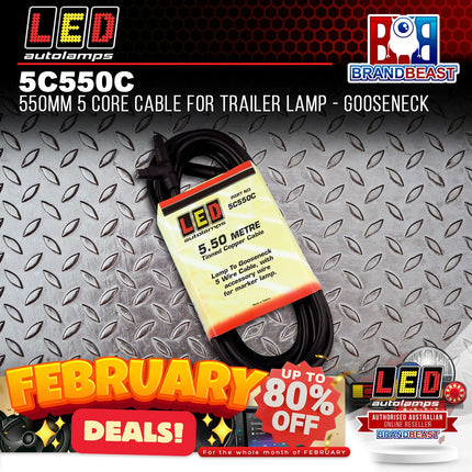 LED Autolamps 5C550C 550mm 5 Core Cable for Trailer Lamp - Gooseneck