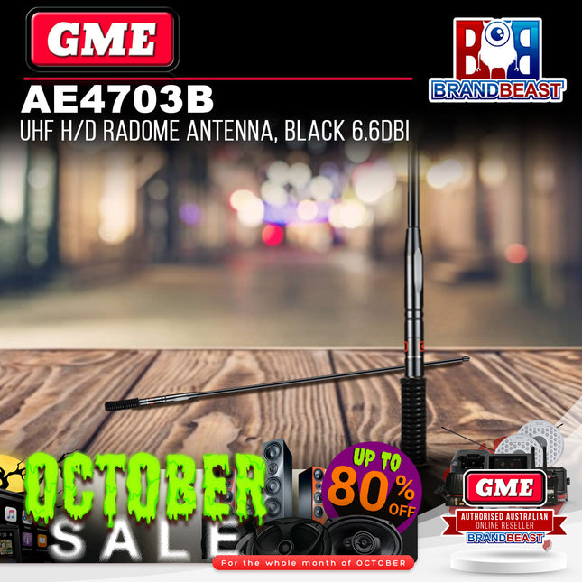 GME AE4703B UHF Heavy Duty Radome Antenna Black 6.6Dbi