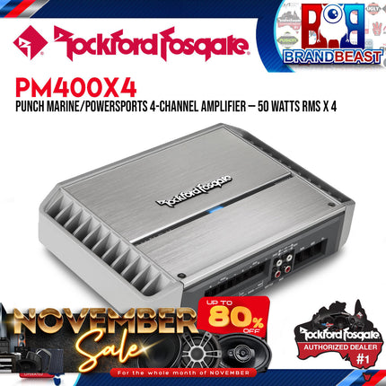 Rockford Fosgate PM400X4 Punch Marine 400 Watt 4-Channel Amplifier