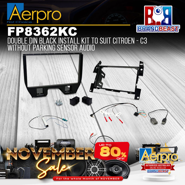 Aerpro FP8362KC Double DIN Black Install Kit to Suit Citroen - C3i
