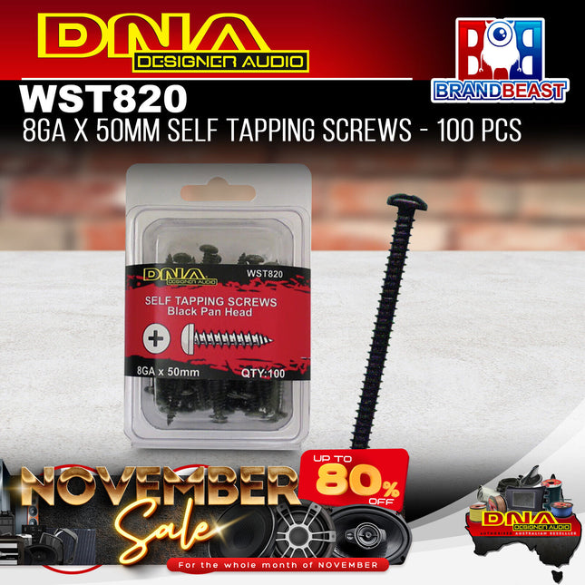 DNA WST820 50mm 8 Gauge Self Tapper Screws - 100 Pieces