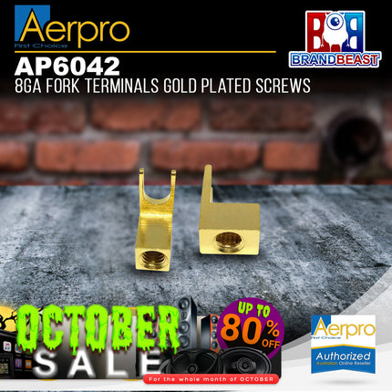 Aerpro AP6042 8 Gauge Gold Plated Screws Fork Terminals